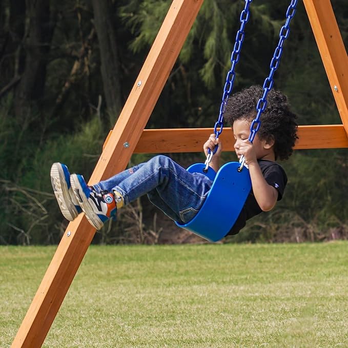 DIY Swing Sets for Backyard, Wooden Playground Sets with Glider Swing and 2 Belt Swings, Kids Outdoor Play Equipment, Outdoor Playset