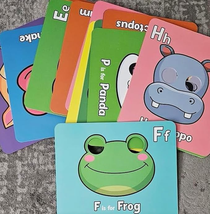 2025 New 26 PCS Alphabet Mask Cards,Alphabet Flash Cards with Animal Masks,Colorful Animals Flash Cards, Interactive Education Games, Learn Letters