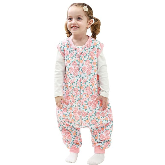 HOMEAL 1.0Tog Sleep Sack with Feet, Toddler Sleep Sacks 3T-5T, Pink Rose