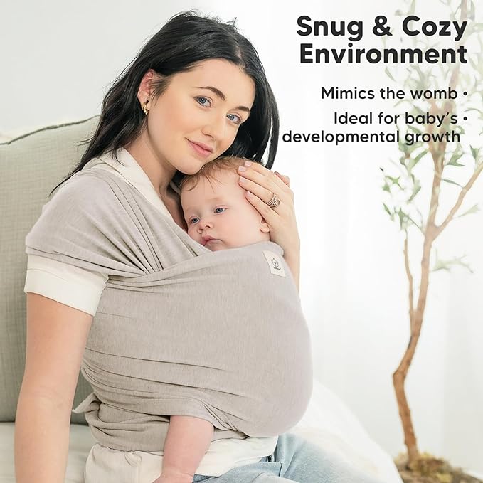 KeaBabies Baby Wrap Carrier - All in 1 Original Baby Carrier Newborn to Toddler Sling, Easy to Wear, Hands Free Bonding, Lightweight, Breathable Infant Wraps (Stone Gray)