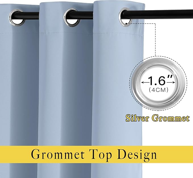 NICETOWN Blackout Curtains & Drapes 84 inch Long - Grommet Window Treatment Thermal Insulated Solid Grommet Blackout Curtains for Bedroom/Living Room (Vintage Blue, Set of 2, W66 x L84)