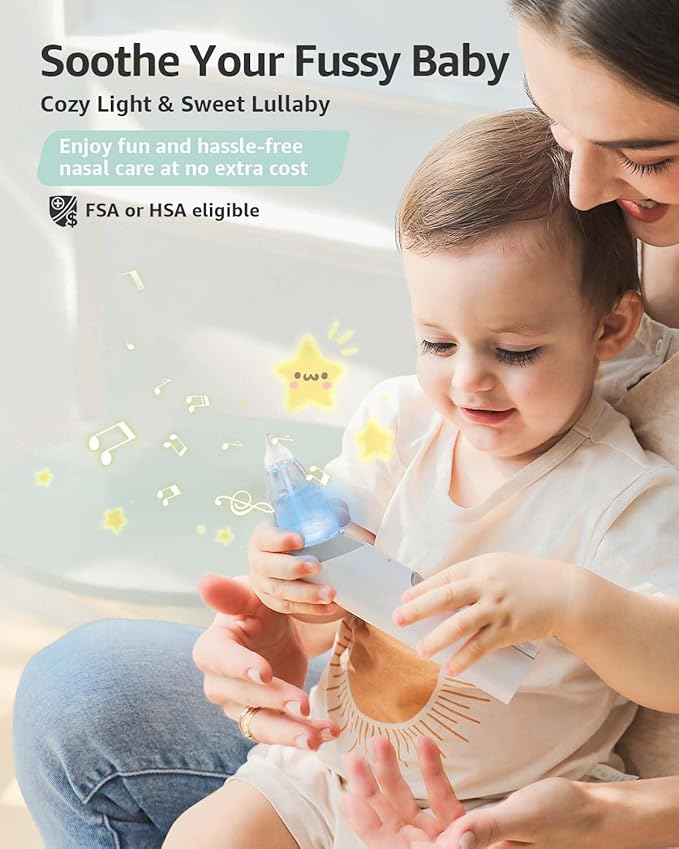 GROWNSY Nasal Aspirator for Baby with 2 Larger Suction Chambers and 6 Food-Grade Soft Silicone Tips, Grey
