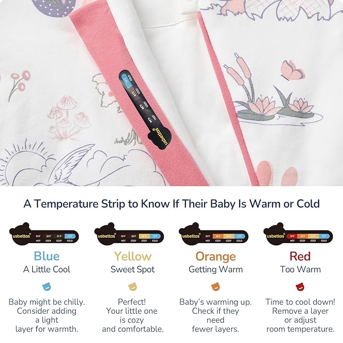 Baby Sleep Sack 18-24 Months, Cotton Detachable Long Sleeve Sleep Sack, 2.5 Tog Toddler Sleeping Sack with Temperature Strips, 2-Way Zipper Wearable Blankets for Newborns, Bunny
