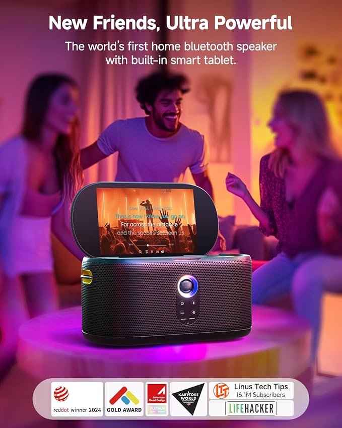 Karaoke Machine for Adults, with Lyrics Display, Karaoke System for YouTube, 280W Speaker, Autotune & EQ, Connect to TV, Portable PA System with 2 Wireless Microphones for Home Outdoor Party