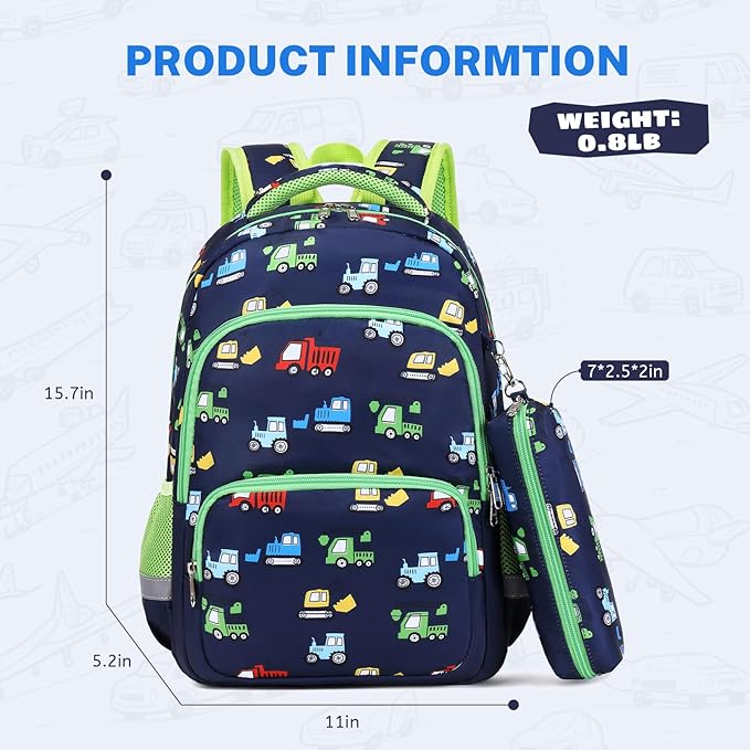 mygreen 3PCS Kids Backpack Set - Waterproof Bookbag with Lunch Box for Boys Ages 3-12, Adorable Cartoon Prints for School & Outdoor Use Black Dinosaurs