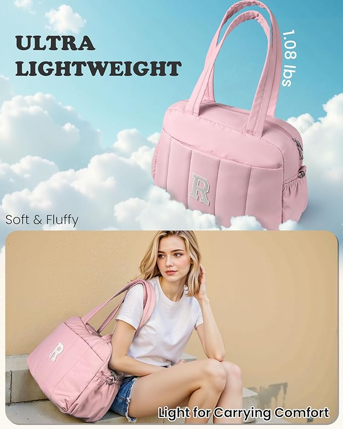 Gift for Women, Duffle Bag for Travel, Weekender Bags for Women，Initial Overnight Bag with Wet Pocket，Lightweight Travel Bags Personalized Gym Tote with Makeup Pouch