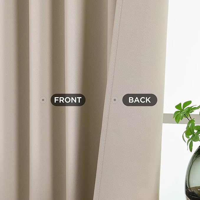 Joydeco Blackout Curtains 84 Inch Length 2 Panels Set, Thermal Insulated Black Out Curtains for Bedroom, Room Darkening Drapes for Living Room Window (W52 x L84 Inch, Light Beige)