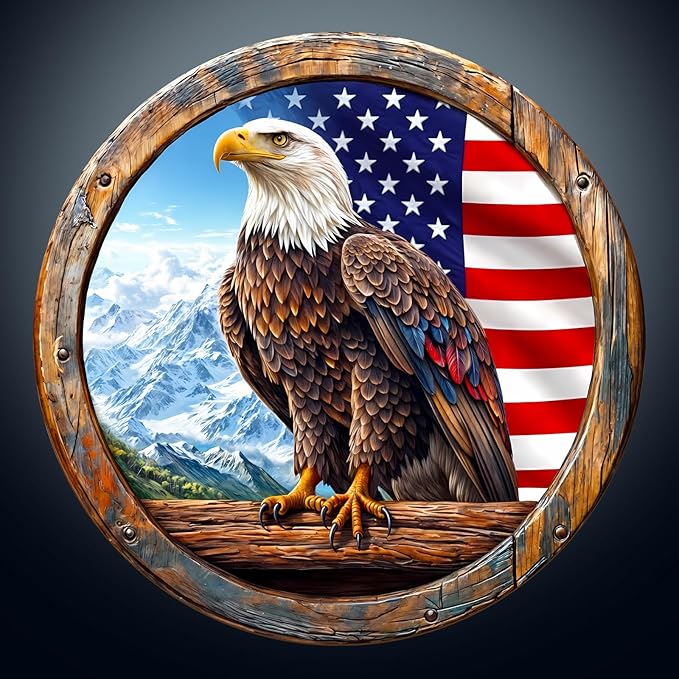 KAAYEE Wooden Puzzles for Adults, 3D Vision Effect Bald Eagle Wooden Jigsaw Puzzle Unique Shape Wood Puzzle Adult, 3D Effect Flat Puzzle Birthday Gifts Family Game (L-13.4 * 13.4in-300pcs)