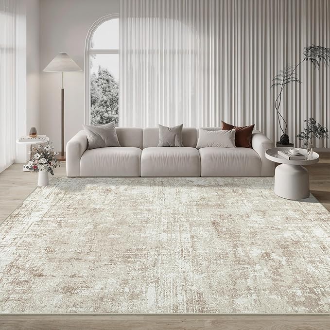 10x14 Area Rugs Large Living Room Rug Washable: Modern Abstract Rug Indoor Modern Carpet Non Slip for Dining Room Bedroom Nursery Home Office Beige