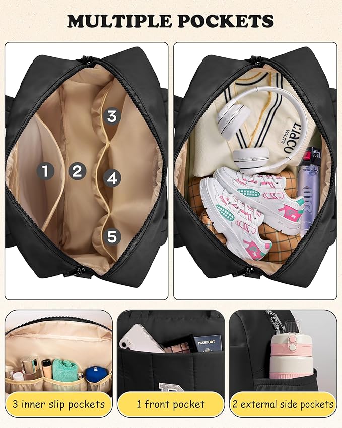 Women Duffle Bag with Initial, Personal Item Travel Bags，Gym Bag with Wet Pocket Gifts for Daughter，Lightweight Travel Bags Personalized Tote with Makeup Pouch