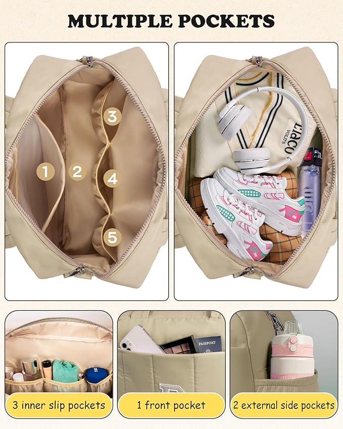 Gifts for Teenagers-Monogram Duffle Bag, Weekender Bags for Women，Overnight Bag with Wet Pocket，Lightweight Travel Bags Personalized Gym Tote with Makeup Pouch