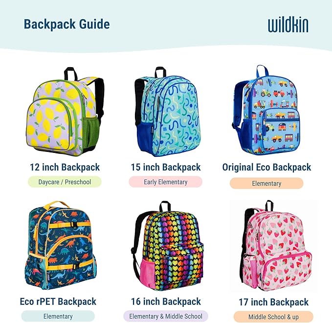 Wildkin 15-inch Kids Backpack – Durable, Padded, Adjustable for School & Travel - Blue Stripes