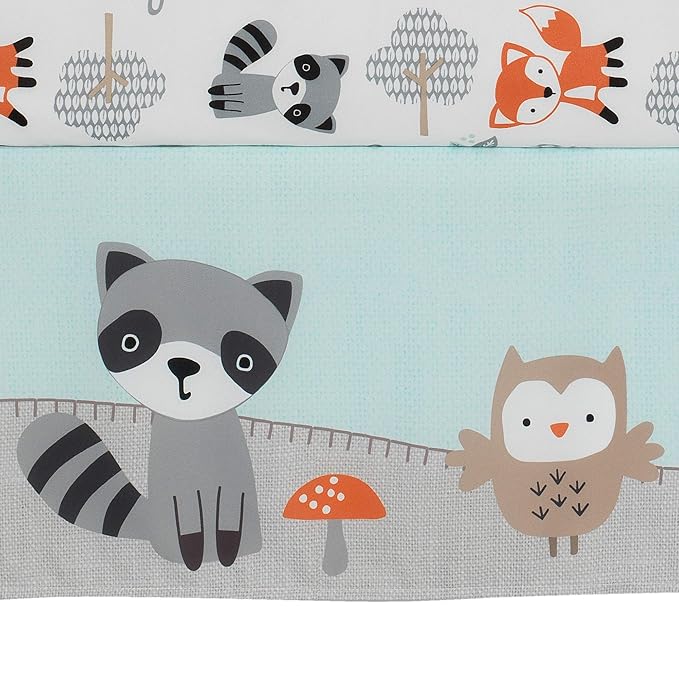 Bedtime Originals Woodland Friends Animals Mint/Gray 5-Piece Crib Bedding Set