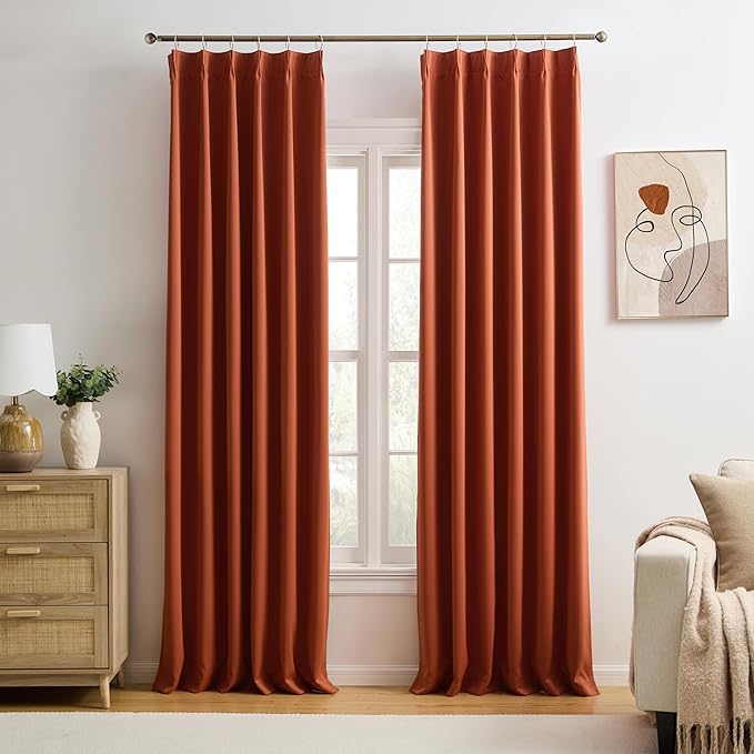 KEQIAOSUOCAI 92 Inch Custom Blackout Curtains for Living Room 2 Panels Set,Copper Pinch Pleat with Hooks Hippie Decorative Pleated Window Drapes Rustic Western Curtain for Bedroom Cabin W40 x L92
