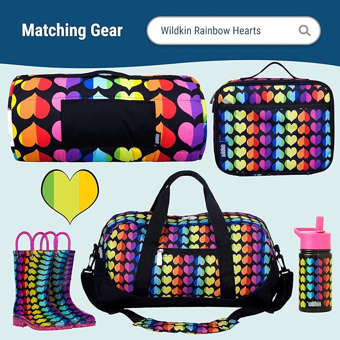 Wildkin 15-inch Kids Backpack – Durable, Padded, Adjustable for School & Travel - Rainbow Hearts