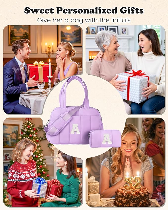 Gift Idea for Women Her-Initial Duffle Bag, Carry On Bags for Women，Overnight Bag with Wet Pocket，Lightweight Travel Bags Personalized Gym Tote with Makeup Pouch