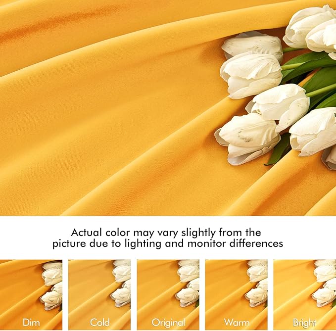 MIULEE Yellow Back Tab Blackout Curtains 90 Inches Long 2 Panels Set for Living Room Bedroom Privacy, Rod Pocket/Pinch Pleat Thermal Insulated Room Darkening Pleated Light Blocking Drapes