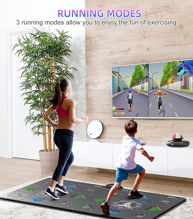 FWFX Dance Mat for Kids and Adults, 2-Player Musical Electronic Dancing Game for TV, Active Indoor Game for Family Parties & Basement Fun - Birthday for Boys, Girls (Gray)