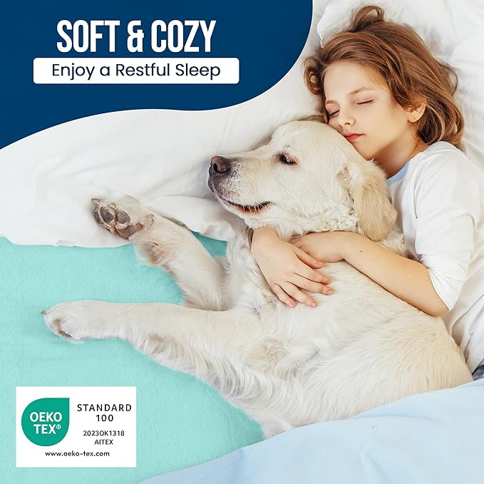 Utopia Bedding Waterproof Mattress Protector King Size, Premium Terry Mattress Cover 200 GSM, Breathable, Fitted Style with Stretchable Pockets (Spa Blue)