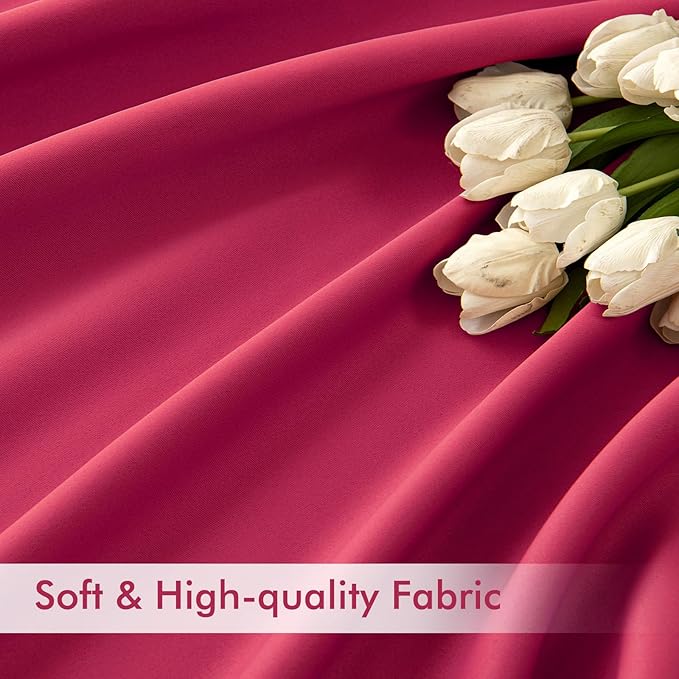 MIULEE Hot Pink Back Tab Blackout Curtains 108 Inch Long 2 Panels Set for Bedroom, Rod Pocket/Pinch Pleat Extra Long Thermal Insulated Living Room Darkening Pleated Light Blocking Drapes