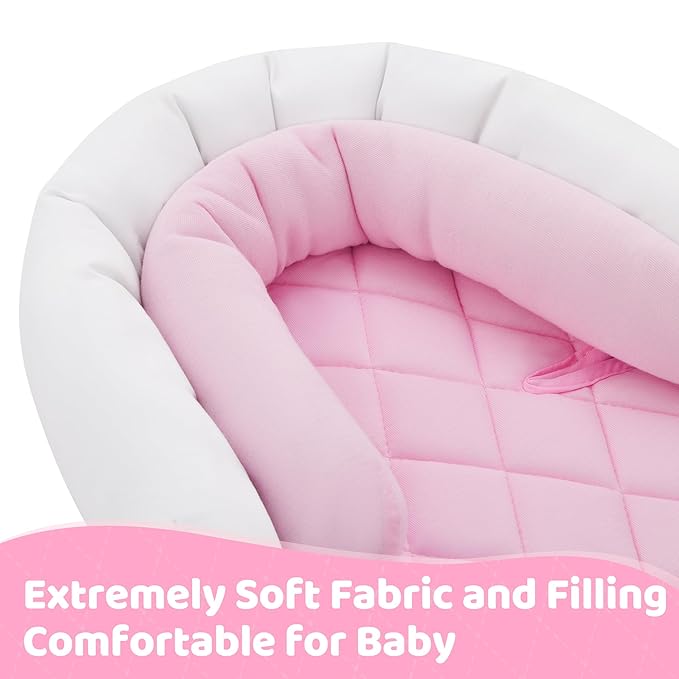 Pro Goleem Infant Car Seat Insert, Babybody Support for Toddler, Soft Minky Preemie Car Seat Insert, 2-in-1 Reversible, Perfect for Carseats, Strollers, Swings, Pink and White