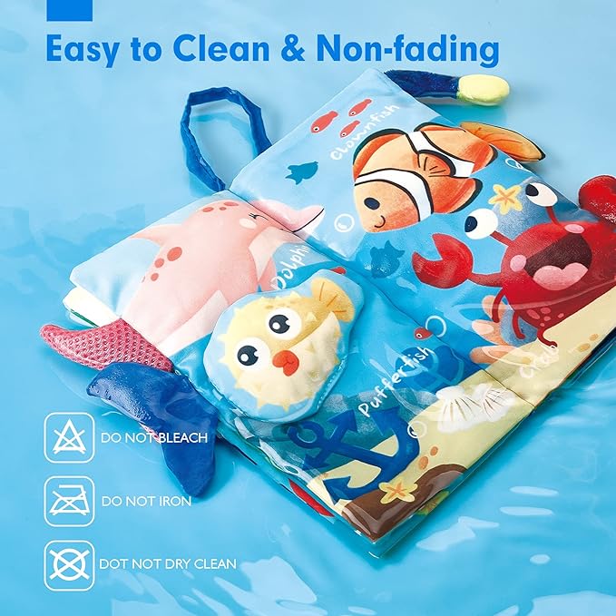 hahaland Baby Toys 0-6 Months - Crinkle Books for Babies 2PCS, Cloth Texture Tails Sensory Book 6-12 Months - Soft, Tummy Time, Montessori Toys 3 4 5 Month Newborn Twin Boys Gifts Travel Infant Toy
