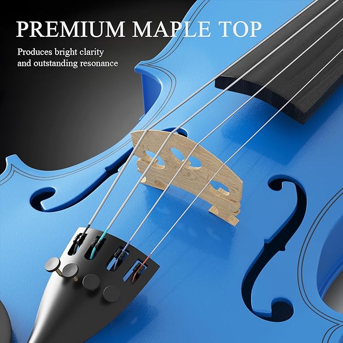4/4 Beginner Violin Kit for Adults, Complete Full Size Violin Set with Portable Case, Bow, Rosin, Dark Blue