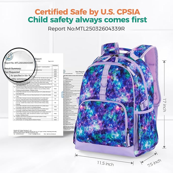 Choco Mocha Cheetah Backpack for Girls, Elementary School Backpack for Girls Ages 6-8 Kids Kindergarten Backpack Bookbag 17 Inch with Chest Strap, Purple