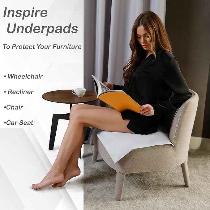 Inspire Washable Bed or Chair Pads | 3 Pack Waterproof Mattress Chucks Pad | Reusable Chux | for Adults Babies and Pets