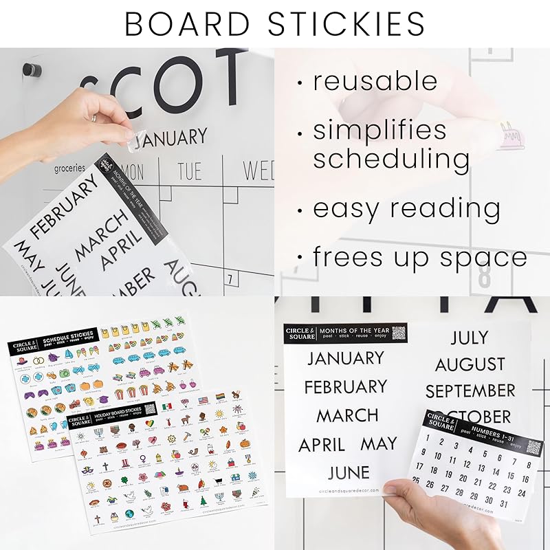 Personalized Clear Acrylic Calendar for Wall, Calendar Whiteboard for Wall, Dry Erase Wall Calendar, Wall Calendar Organizer System for Home (Block, Blush, 47.5"W x 36"H)