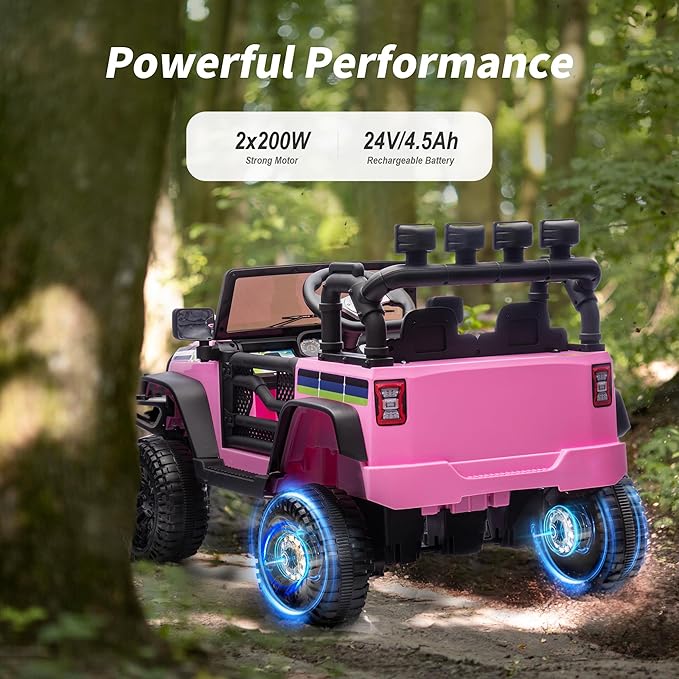24V Kids Ride on Car, Kids Electric Vehicles Car Ride on Toy Truck for Toddlers w/Remote Control, 400W Motor - Light Pink