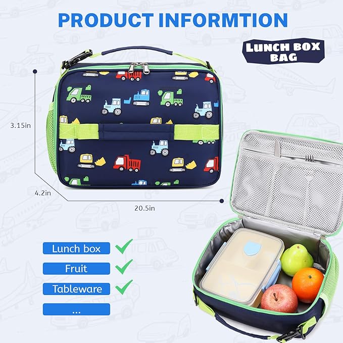 mygreen 3PCS Kids Backpack Set - Waterproof Bookbag with Lunch Box for Boys Ages 3-12, Adorable Cartoon Prints for School & Outdoor Use Black Dinosaurs