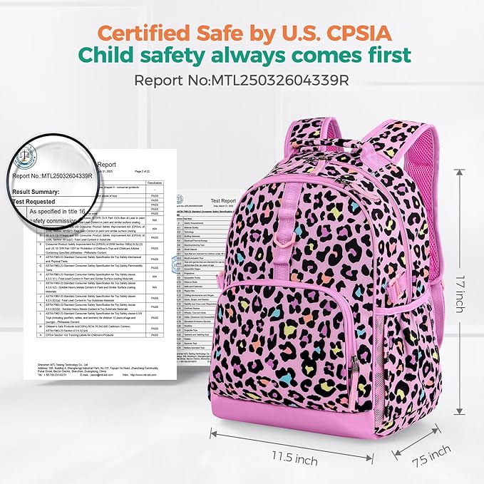Choco Mocha Mermaid Backpack for Girls, Elementary School Backpack for Girls Ages 6-8 Kids Kindergarten Backpack Bookbag 17 Inch with Chest Strap, Purple