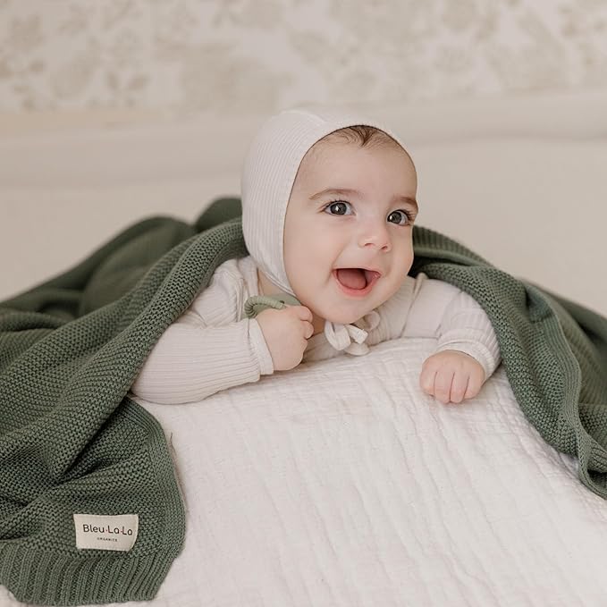 Heritage Knit Organic Receiving Swaddle Blanket for Girls - 100% Luxury Organic Cotton Soft Knit Warm Cozy Cuddle Crib Blanket for Newborns Infants & Toddlers (0-2Yrs - Blush Pink)
