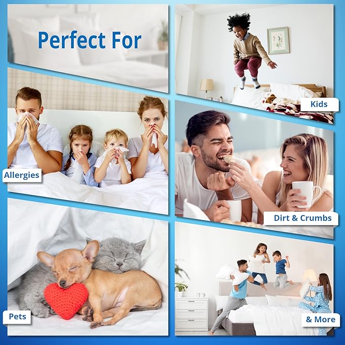National Allergy Superior 100% Cotton California King Mattress Protector Zippered - 73" x 84" x 15" - Hypoallergenic Bed Encasement - Breathable Dust Proof Cover - Oeko-TEX Standard 100 Certified