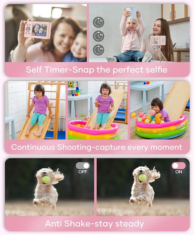 WONNIE Digital Camera 56MP, FHD 1080P Point & Shoot Camera with 32GB SD Card, 2 Batteries, and Lanyard, Ideal for Kids & Teens, Suitable Gift for Girls