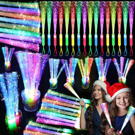 120PCS Glow Fiber Optic Sticks, LED Light Wands, Glow in The Dark Party Supplies, Fiber Optic Wands for Weddings, Birthdays&Events,Flashing LED Party Favors,Colorful Light Sticks for Kids&Adults