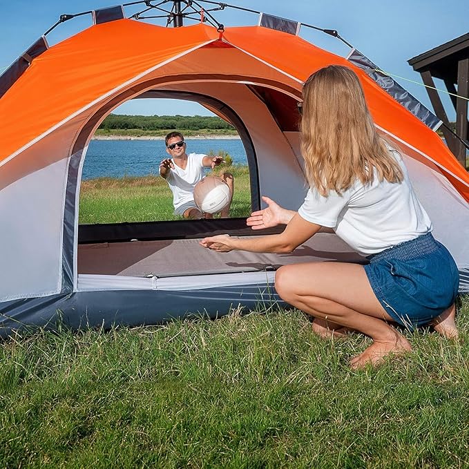 MOON LENCE Instant Pop Up Tent for 3-4 Person - Automatic Portable, Windproof for Camping, Hiking, Mountaineering