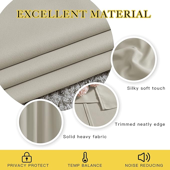 NICETOWN Natural Room Darkening Living Room Curtains 110 inches Long, Grommet Thermal Window Treatments Room Divider Blinds Sound Reducing for Living Room, W66 x L110, 2 Pieces