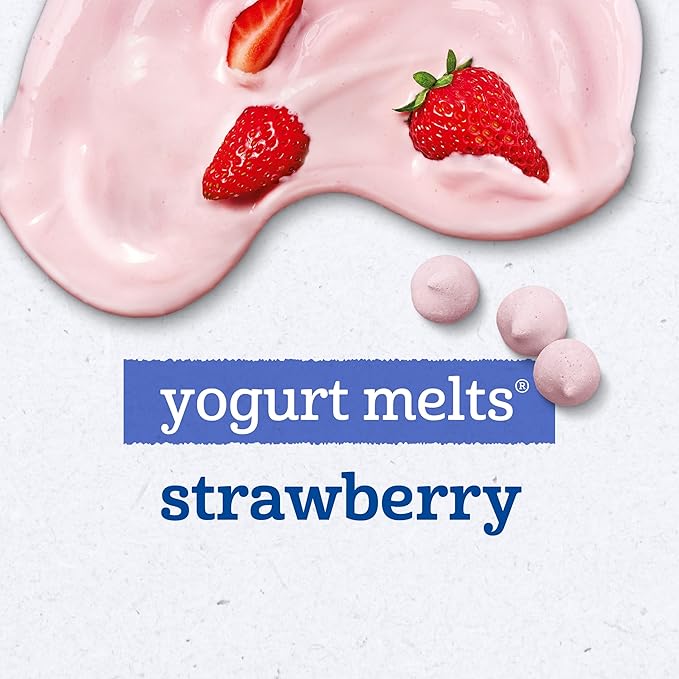 Gerber Stage 3 Baby Food Snacks, Strawberry Yogurt Melts, Freeze Dried Yogurt and Fruit Snacks for Babies, Baby Led Feeding, 7-Pack