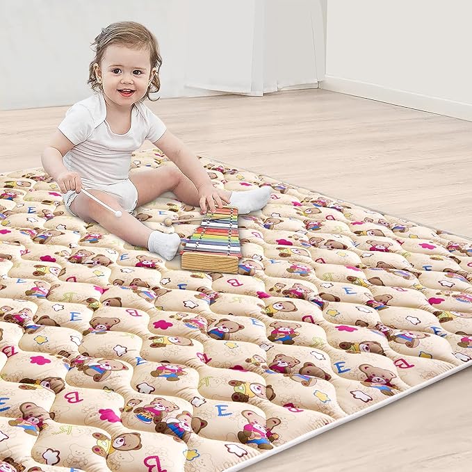 High-Density Foam Baby Play Mat, 47x47 Inches Thicken One-Piece Comfortable and Soft Playmat, Non Slip Machine Washable Floor Mat for Infants, Tapete para Bebes,Toddlers