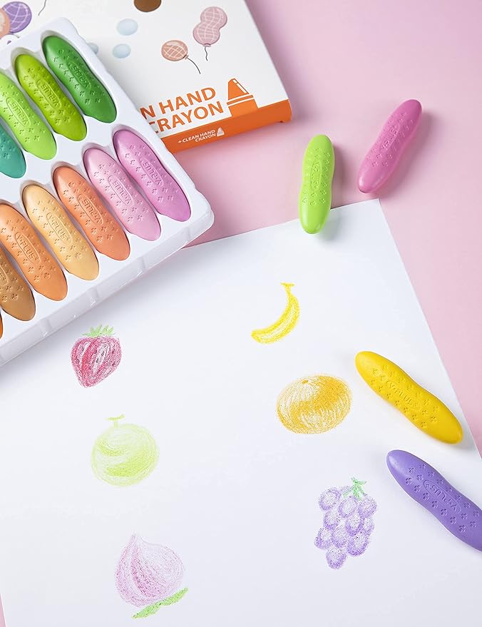 YPLUS Peanut Crayons for Kids, 24 Pastel Colors Washable Toddler Crayons, Non-Toxic Baby Crayons for ages 2-4, 1-3, 4-8, Coloring Art Supplies