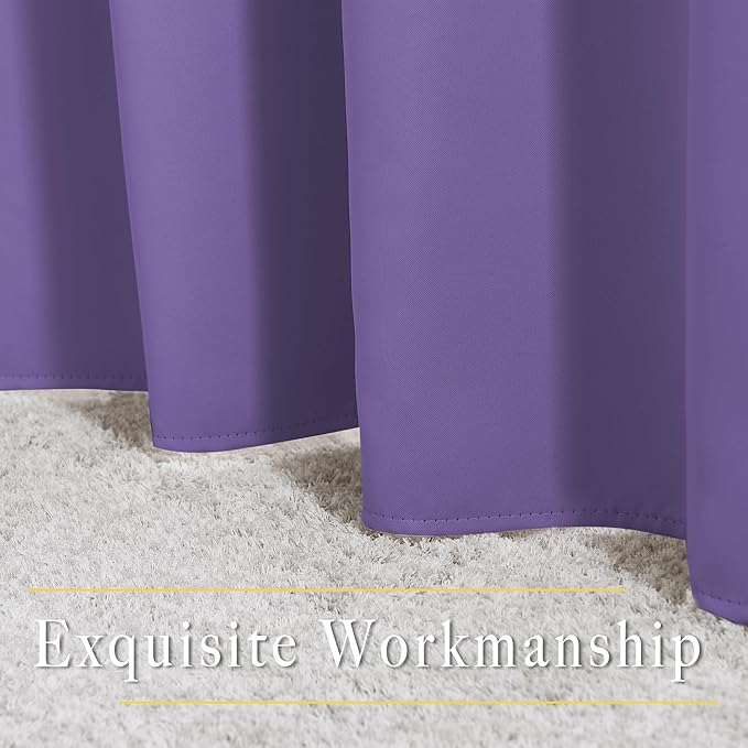NICETOWN Lilac Purple Curtains for Home Office, Grommet Thermal Curtains Blackout Light Blocking Room Darkening Window Treatments for Bedroom/Living Room, 2 Panels, W52 x L90