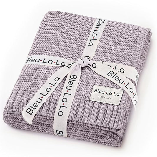 Heritage Knit Organic Swaddle Blanket for Girls - 100% Soft Luxury Cotton Knit Receving Swaddler - Warm Cozy Crib Swaddling Blanket for Newborns Infants & Toddler (0-2Yrs - Dreamy Lilac)