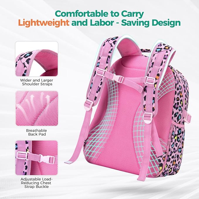 Choco Mocha Butterfly Backpack for Girls, Elementary School Backpack for Girls Ages 6-8 Kids Kindergarten Backpack Bookbag 17 Inch with Chest Strap, Pink