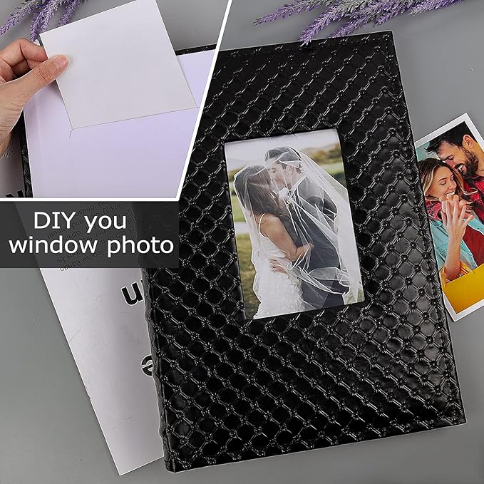 RECUTMS Photo Album 4x6 300 Photos 3 Per Pages Horizontal Photos Leather 300 Capacity Pockets Pictures Album Birthday Christmas Photo Albums Wedding Anniversary (Wine Red)
