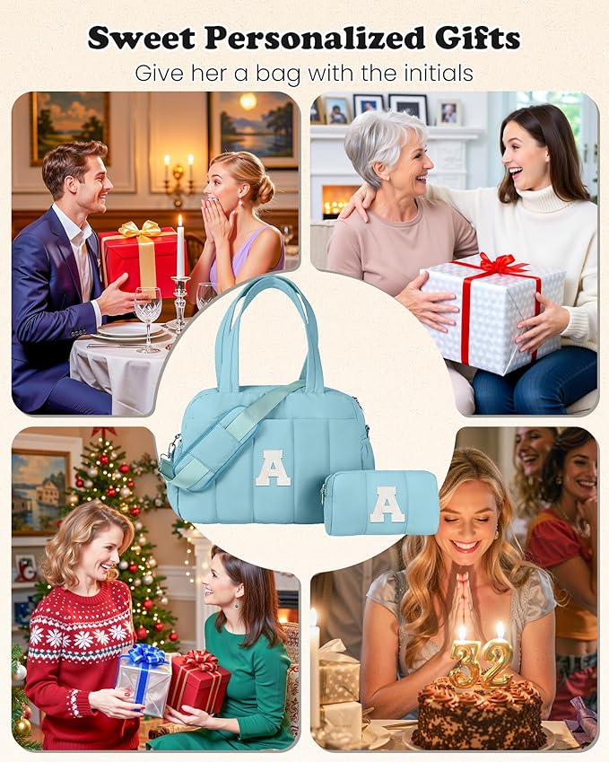 Duffle Bag, Weekender Bags for Girl，Gifts for Teen Girls 16-18-Initial Overnight Bag with Wet Pocket，Lightweight Dance Bags Personalized Gymnastics bag with Makeup Pouch