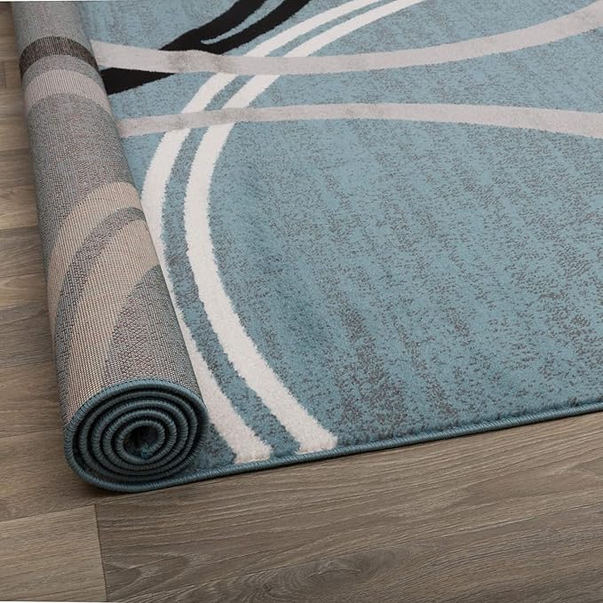 Rugshop Modern Wavy Circles Design Runner Rug 2' x 10' Blue
