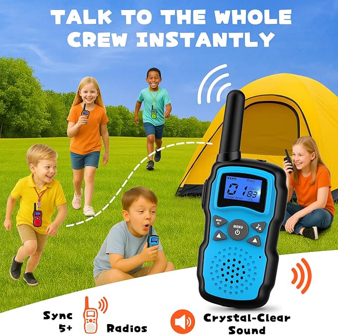 Wishouse Rechargeable Walkie Talkies for Kids Long Range with USB Charger,Outdoor Camping Games with Flashlight Indoor Fun Army Toys for Boys Girls Family,Xmas Birthday Gift for 3-12 Year Old Children