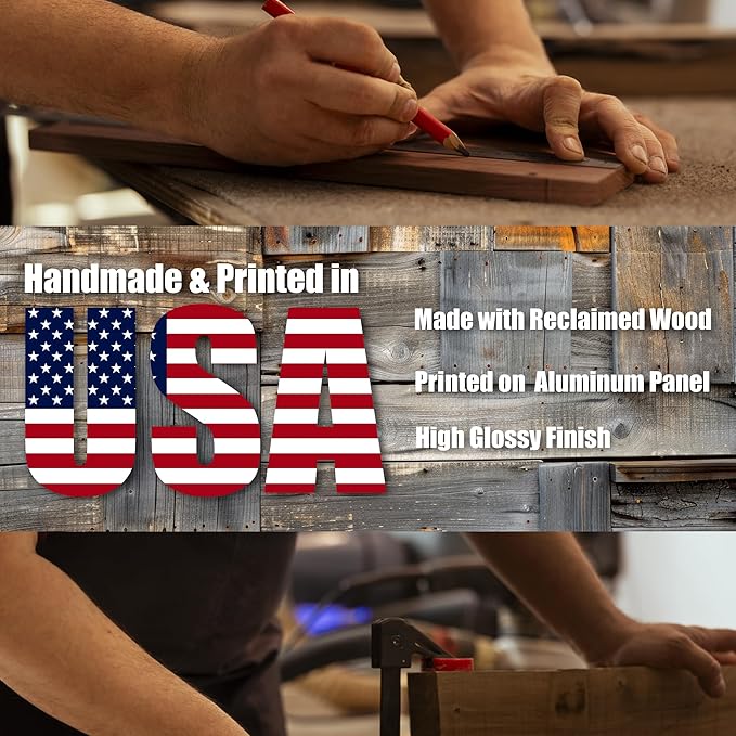 MUNDAZE Custom Portrait Metal Print on Reclaimed Wood Pallet Frame – Personalized Family Photo Gift – Glossy Aluminum Wall Art Keepsake – Made and Shipped in USA (12 x 8)